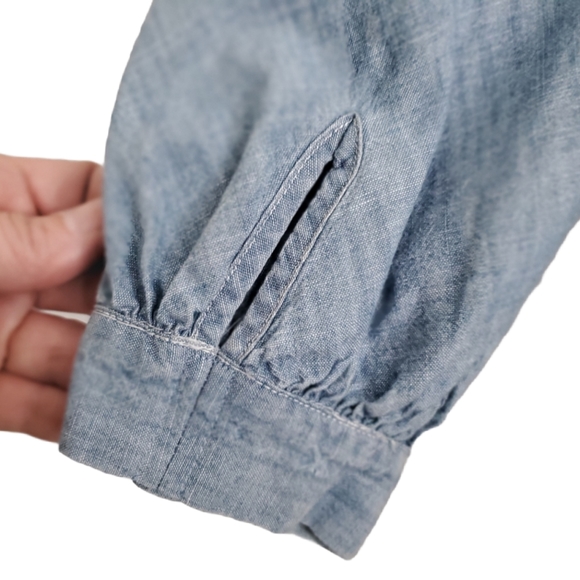 GAP square neck 3/4 sleeve denim top - Picture 3 of 6